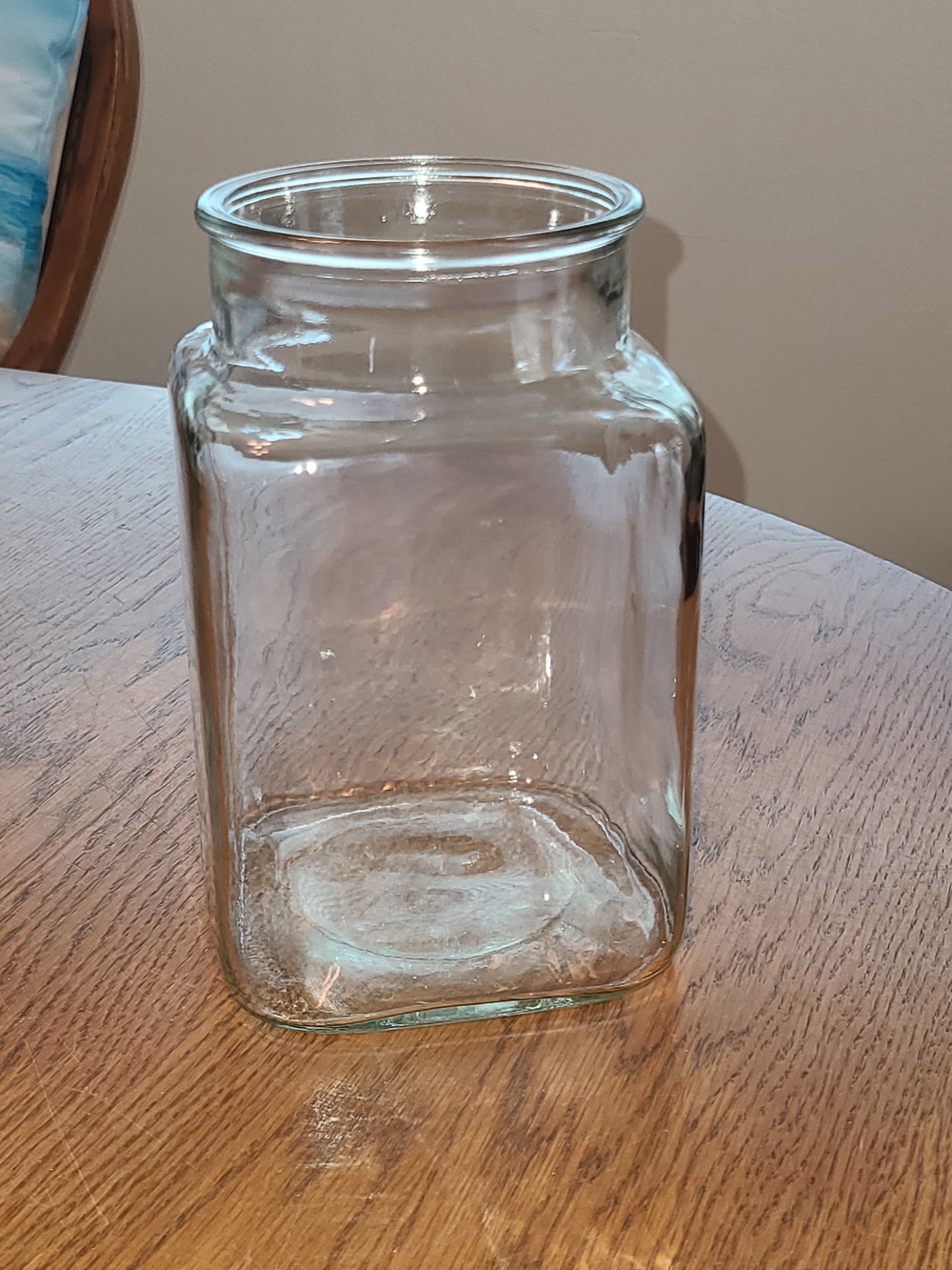 Anchor Hocking Clear Glass Square Pantry Jar.
